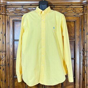Ralph Lauren Polo Yellow Blue Pony Classic Fit 100% Cotton Button Down Shirt